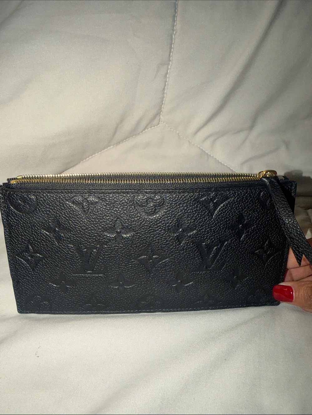 Louis Vuitton Black Embossed Monogram zip insert/card holder